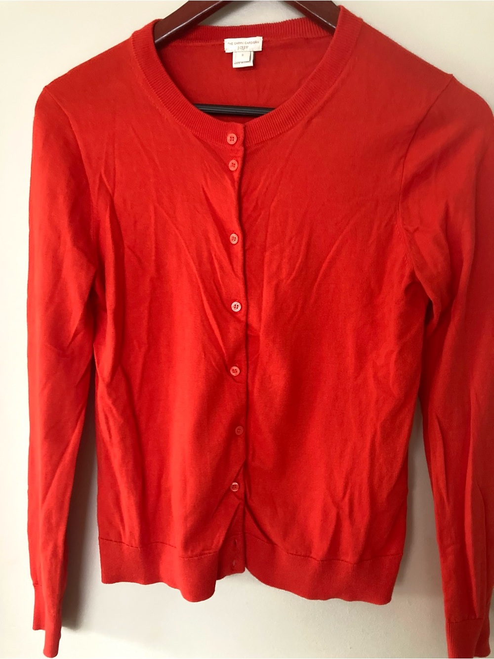 J. Crew Orange Cotton Crewneck Button Down Cardigan Sweater